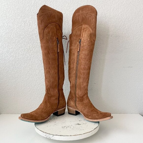 Lane LEXINGTON Over the Knee Womens Cowboy Boots 7.5 Brown Western Cowgirl Tall - Picture 7 of 11